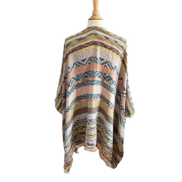 Boho Bohemian Western Style Lightweight Cardigan Kimono Cover Up P5 - Picture 2 of 3